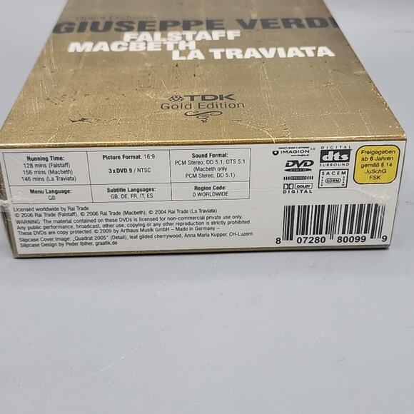Opera Exclusive Giuseppe Verdi Falstaff Macbeth La Traviata TDK Gold Edition New - Picture 11 of 12